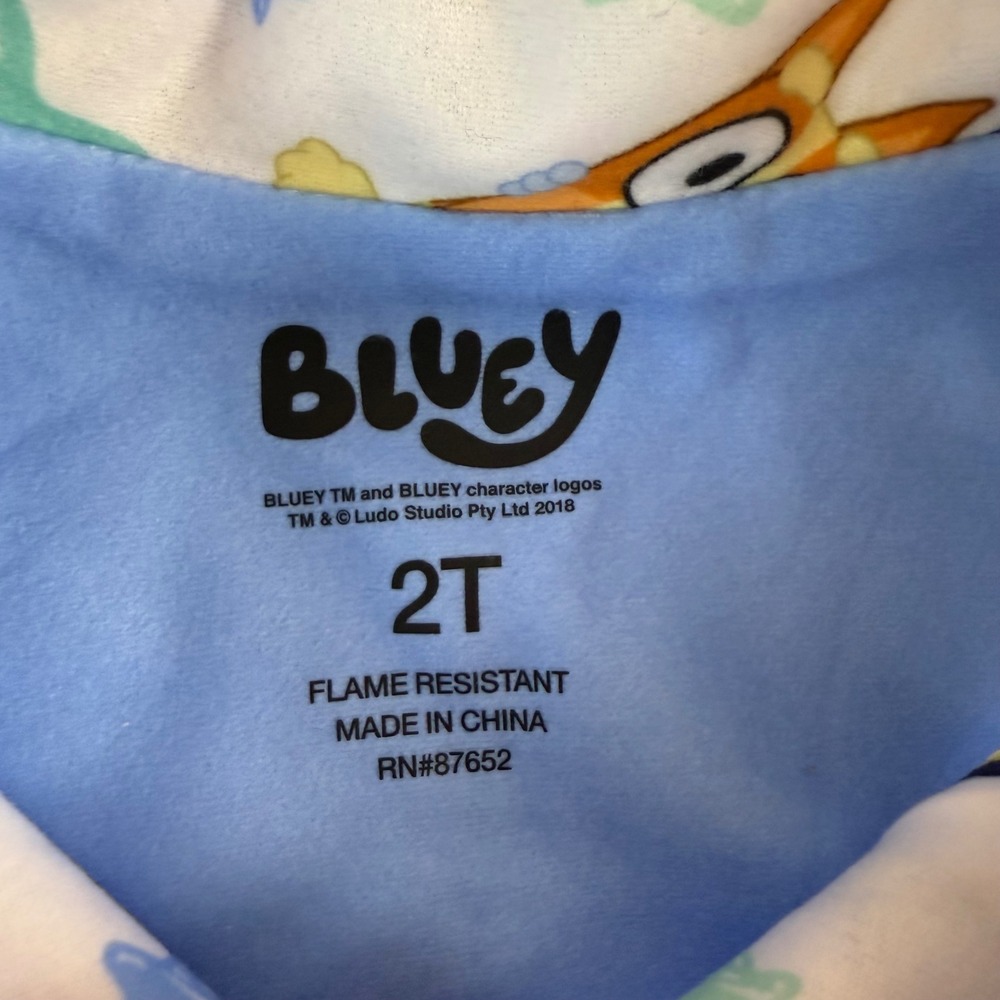 Bluey Kids Pajamas Size 2T Flame Resistant Bluey Character Sleepwear - Picture 3 of 5